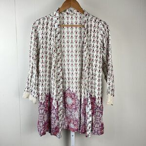 Japna Lounge Floral Cardigan Kimono Layering Top Boho Rayon Womens Small